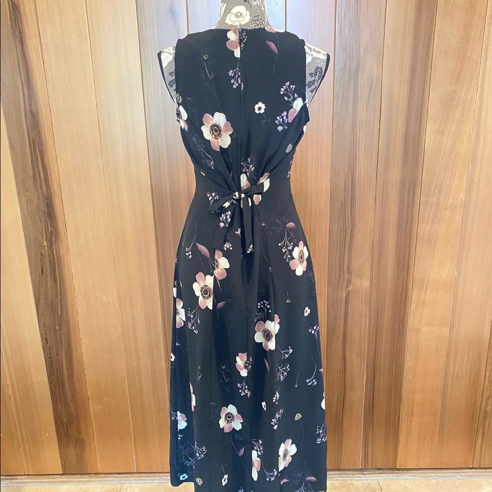 Floral black maxi/midi dress with slit - Picture 8 of 9